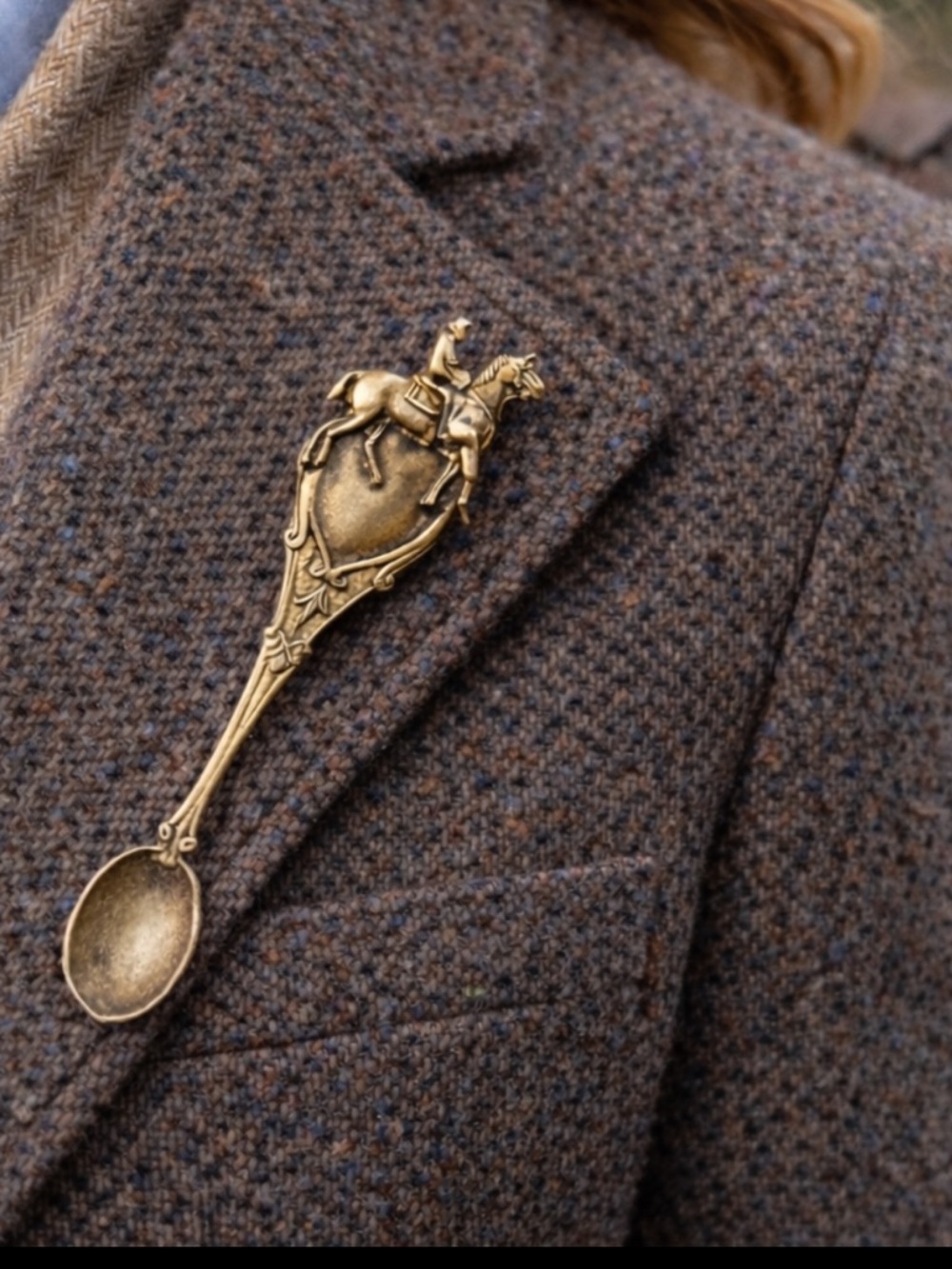 Vintage Sterling Silver Horse Heart Spoon Brooch